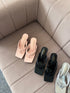 Open Square Toe Slid On Kitten Heels